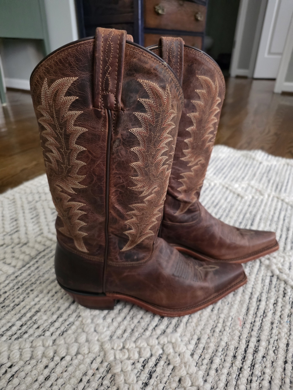 Women's Brown Leather Tony Lama Western Cowboy Boots